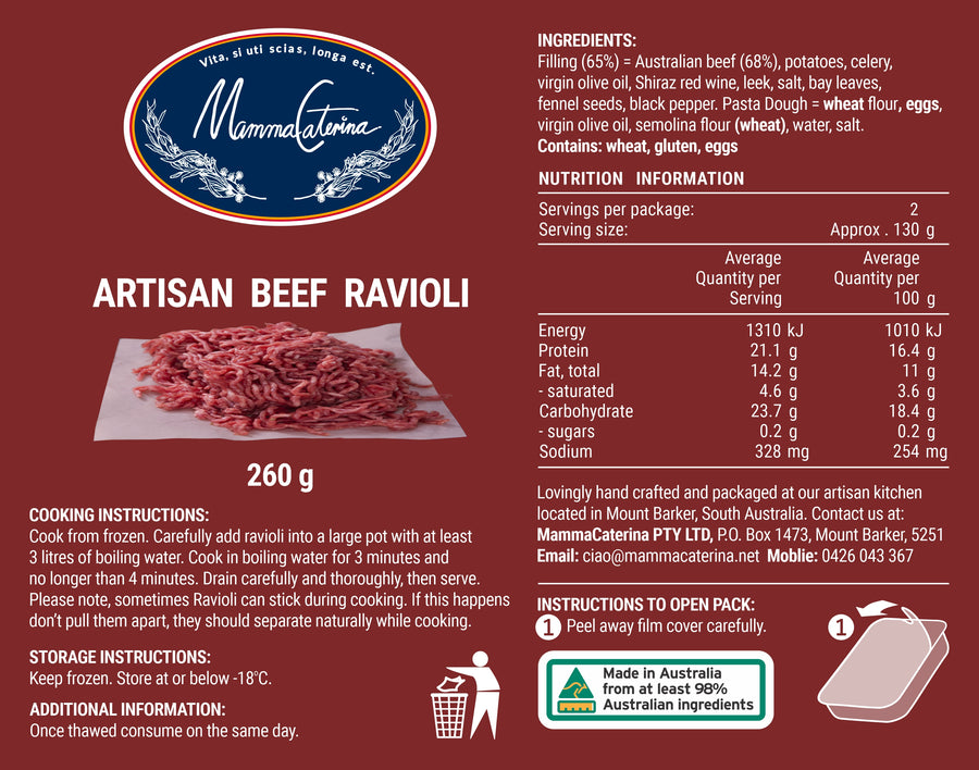 Beef Ravioli  (260g)